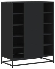 vidaXL fekete szerelt fa és fém cipőszekrény 75 x 38 x 97,5 cm