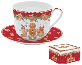 R2S.1454FANG Porcelán reggelizőcsésze+alj, 400ml, dobozban, Fancy Gingerbread