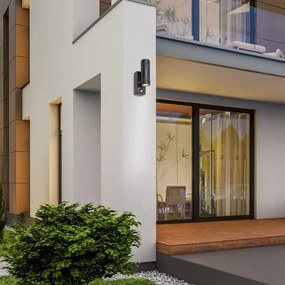 Rabalux 8835 - Kültéri fali lámpa érzékelős MADRID 2xGU10/10W/230V IP44 fekete