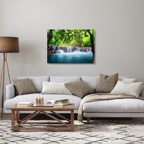 Üveg kép - Vízesés, kék (70x50 cm)