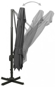 antracitszürke dupla tetejű konzolos napernyő 300 x 300 cm