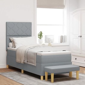 Boxspring Ágy Matracelemmel és Pad Light Grey 80x200 cm Szövet
