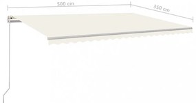 krémszínű kézzel kihúzható LED-es napellenző 500x350 cm