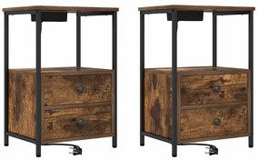 vidaXL Éjjeliszekrény 2 pcs Füstölt tölgy 40 x 31 x 60 cm Faanyag