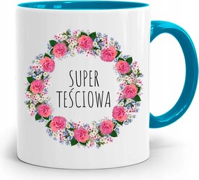 Kék Bögre Anyósnak Szuper Anyósnak fényképes nyomattal