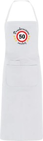 Konyhai kötény hímzéssel ajándék 50. születésnapra 50-es hímzés