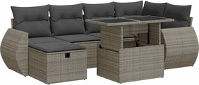 vidaXL 8 részes szürke polyrattan akácfa kerti ülőgarnitúra párnákkal