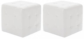 2 db fehér műbőr puff 30x30x30 cm