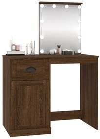 barna tölgyszínű szerelt fa pipereasztal LED-del 90x50x132,5 cm