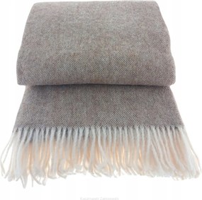 Gyapjú takaró rojtokkal 150x200 Diagonal új-zélandi gyapjú bézs