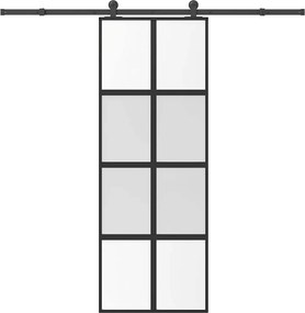 vidaXL tolóajtó vasalatokkal 76x205 cm edzett üveg&Alumínium
