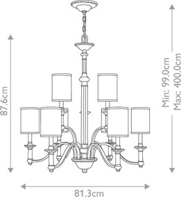 Hinkley HK-SUSSEX9 - Láncos csillár SUSSEX 9xE14/40W/230V matt króm
