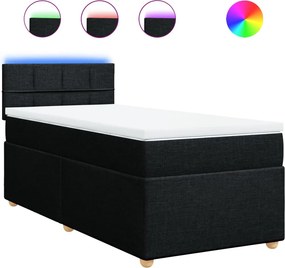vidaXL fekete szövet rugós ágy matraccal 100 x 200 cm