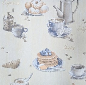 Vinyl tapéta flizelin a konyhában mosható kávé gyümölcs feliratok