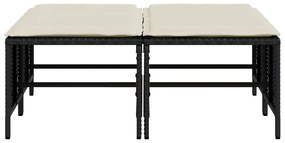 4 db fekete polyrattan kerti szék párnákkal