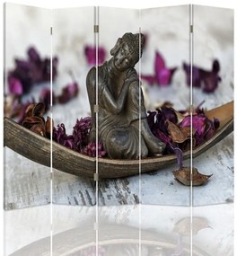 Gario Paraván Buddha lila szirmokkal Méret: 180 x 170 cm, Kivitelezés: Klasszikus paraván