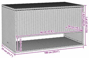 barna polyrattan kültéri párna doboz 100x55x55,5 cm