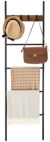 Létra ruhaakasztó, 5 szintes, rusztikus barna és fekete 44x160cm