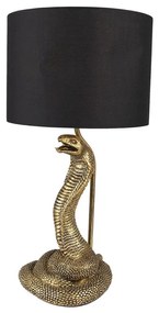 Asztali lámpa arany színű kígyó talppal fekete burával 48 cm