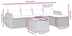 6 részes szürke polyrattan kerti ülőgarnitúra párnákkal