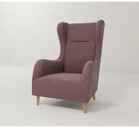 Rózsaszín bársony füles fotel Carole – Ropez