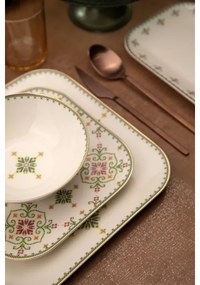 26 részes étkészlet fehér/zöld/porcelán