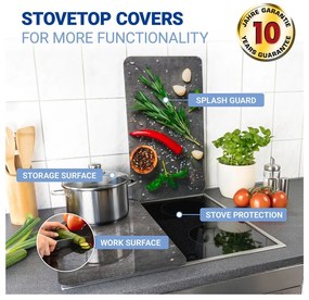 Edzett üveg tűzhely fedőlap szett 2 db-os 52x30 cm Rosemary – Maximex