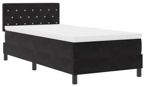 Boxspring Ágy Matrac és LED-fények Fekete 90x200 cm Bársonyos