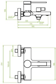 Laveo Pinar, falra szerelhető kádcsaptelep zuhanygarnitúra nélkül 150mm, króm, LAV-BAW_010D