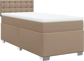 vidaXL cappuccino színű műbőr rugós ágy matraccal 90 x 190 cm