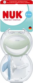 Baba cumi  NUK Perfect Match 0-6m 2 db green/blue, vel. 0-6 h