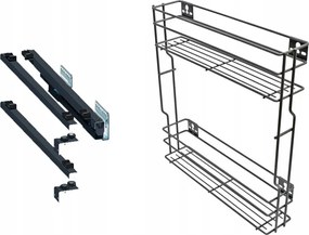 Cargo kosár szekrényhez jobbos 15cm 150 Grafit 2p Rejs Push teljes kihúzás