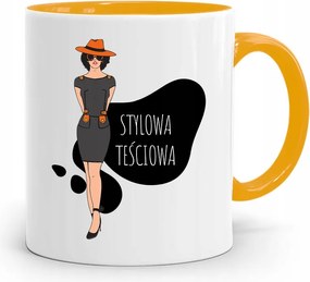 Anyós Sárga Bögre Stílusos Anyós Nyomtatott Fotóval