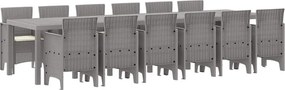 vidaXL Kert étkező szett 13 pcs Világosszürke Polt rattan