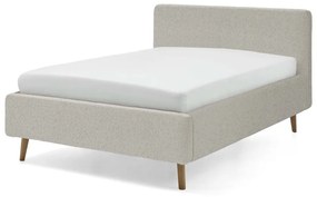 Bézs kárpitozott ágyneműtartós franciaágy ágyráccsal 140x200 cm Mattis – Meise Möbel