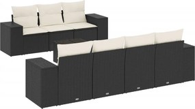 vidaXL 8 részes fekete polyrattan kerti ülőgarnitúra párnákkal