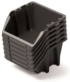 6 db tárolódoboz készlet, egyenként 21,4 x 19,8 x 13,3 cm, fekete