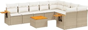 vidaXL 10 részes bézs polyrattan kerti ülőgarnitúra párnával
