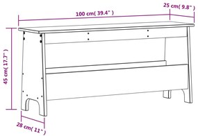 tömör fenyőfa előszoba pad 100 x 28 x 45 cm