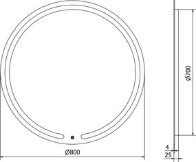 Mexen Rose, LED fürdoszobai tükör háttérvilágítással 80x80 cm, 6000K, páramentes, 9810-080-080-611-00