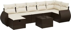 vidaXL 8 részes barna polyrattan kerti ülőgarnitúra párnákkal