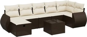 vidaXL 8 részes barna polyrattan kerti ülőgarnitúra párnákkal