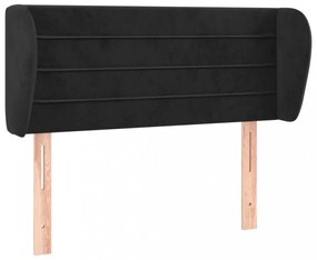fekete bársony fejtámla szárnyakkal 103x23x78/88 cm