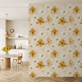 Fotótapéta - Bézs minta virágokkal (147x102 cm)