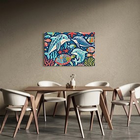 Kép – Rajzolt vízi állatok (90x60 cm)