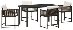 vidaXL Kert étkező szett 5 pcs Barna polirattan