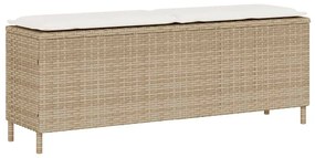 vidaXL bézs polyrattan kerti pad párnával 110x30x40,5 cm