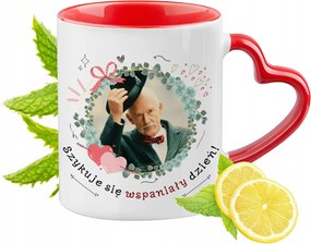 Janusz Corwin-Mikke Piros Bögre Szív Alakú Füllel Ajándék