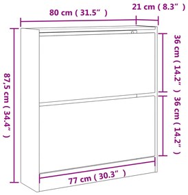 betonszürke szerelt fa cipőszekrény 80 x 21 x 87,5 cm