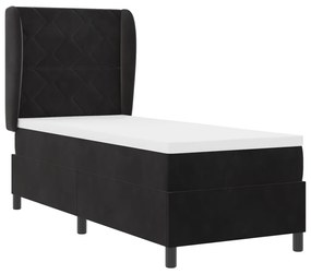 Boxspring Ágy Matrac Fekete 80x200 cm Bársony